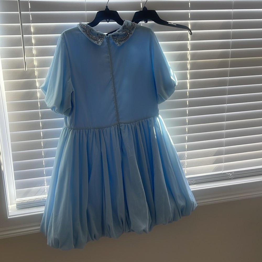JessaKae Light Blue Mini Dress with Embellished Collar